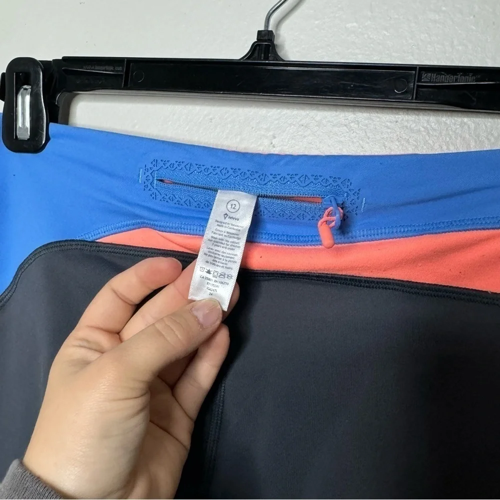 Ivivva by Lululemon Girls Leggings 12 Gray Blue Orange Colorblock Dance Gym